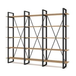 Black and natural wooden shelf, 217.5 x 34.5 x 180 cm | revive