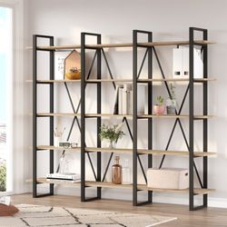 Black and natural wooden shelf, 217.5 x 34.5 x 180 cm | revive