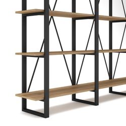 Black and natural wooden shelf, 217.5 x 34.5 x 180 cm | revive