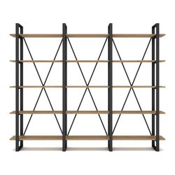Black and natural wooden shelf, 217.5 x 34.5 x 180 cm | revive
