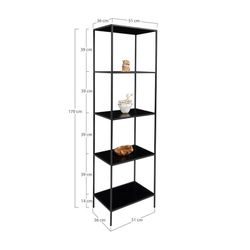 Black wood and steel shelving unit, 51 x 36 x 170 cm | Vita