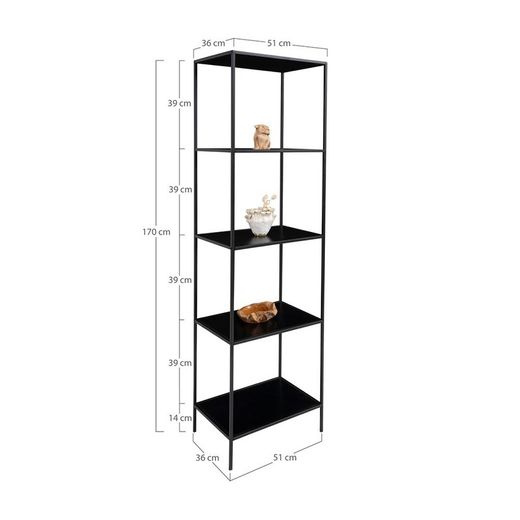 Black wood and steel shelving unit, 51 x 36 x 170 cm | Vita