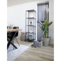 Black wood and steel shelving unit, 51 x 36 x 170 cm | Vita