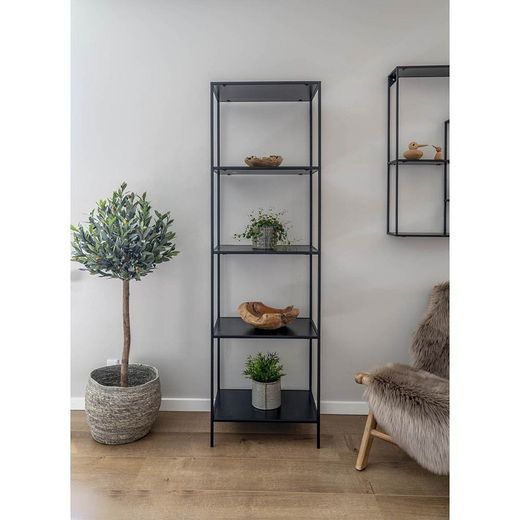 Black wood and steel shelving unit, 51 x 36 x 170 cm | Vita