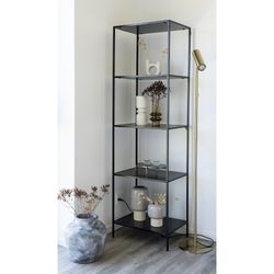 Black wood and steel shelving unit, 51 x 36 x 170 cm | Vita