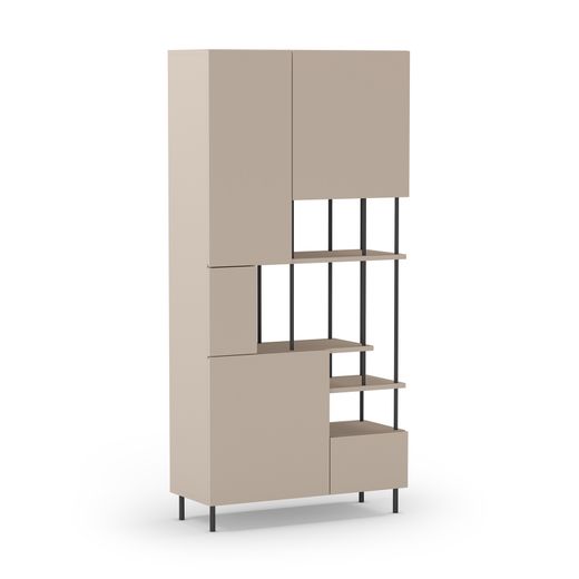 Estanteria de madera y metal en color crema, 84 x 34 x 175 cm | Perla