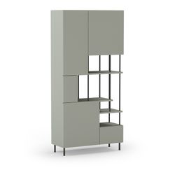 Wooden and metal shelving unit in mint green and black, 84 x 34 x 175 cm | Pearl