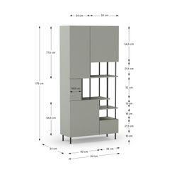 Wooden and metal shelving unit in mint green and black, 84 x 34 x 175 cm | Pearl