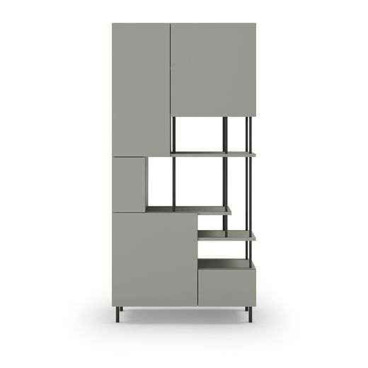 Wooden and metal shelving unit in mint green and black, 84 x 34 x 175 cm | Pearl