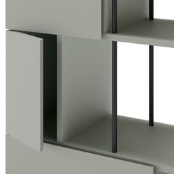 Wooden and metal shelving unit in mint green and black, 84 x 34 x 175 cm | Pearl