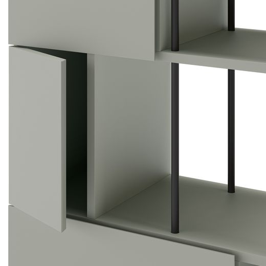 Wooden and metal shelving unit in mint green and black, 84 x 34 x 175 cm | Pearl