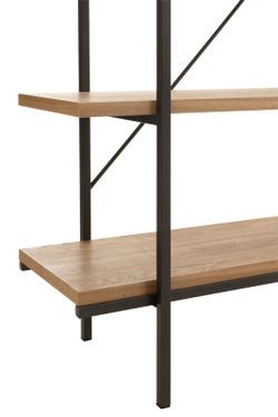 Natural/Black Wood and Metal Shelf, 140x38x166 cm