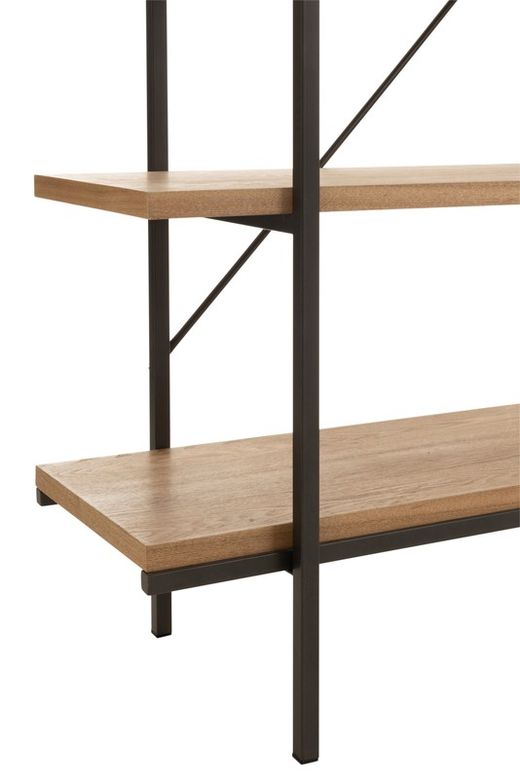 Natural/Black Wood and Metal Shelf, 140x38x166 cm