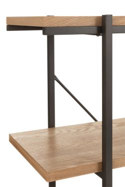 Natural/Black Wood and Metal Shelf, 140x38x166 cm