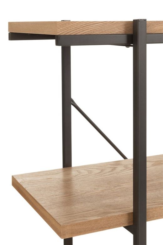 Natural/Black Wood and Metal Shelf, 140x38x166 cm
