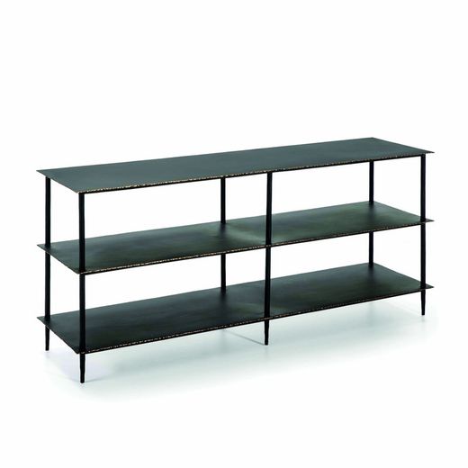 Metallregal schwarz und gold, 152x41x71 cm
