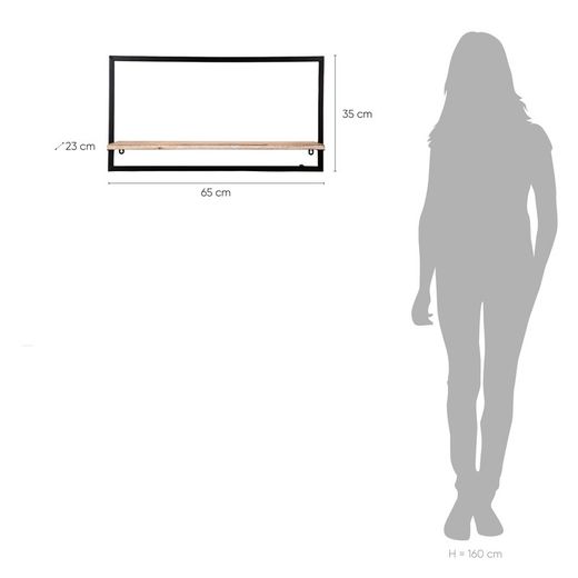 Metal and wood shelf, 65x23x35 cm