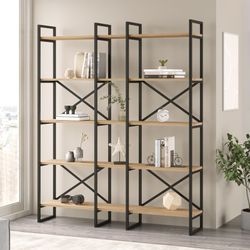 Metal and wood shelving in black and natural color, 143.5 x 30 x 175 cm | Dusan