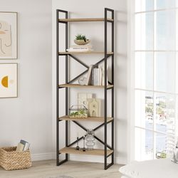 Metal and wood shelving in black and natural color, 58 x 30 x 175 cm | Dusan