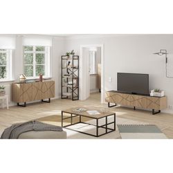 Metal and wood shelving in black and natural color, 58 x 30 x 175 cm | Dusan