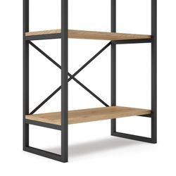 Metal and wood shelving in black and natural color, 58 x 30 x 175 cm | Dusan