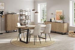 Metal and wood shelving in black and natural color, 87.5 x 30 x 175 cm | Dusan