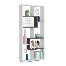 Double-position shelf in glossy white and rust, 80 x 25 x 180 cm