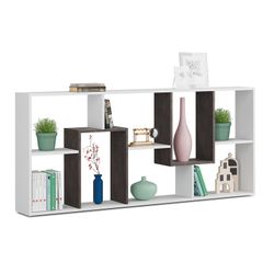 Double-position shelf in glossy white and rust, 80 x 25 x 180 cm