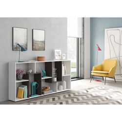 Double-position shelf in glossy white and rust, 80 x 25 x 180 cm