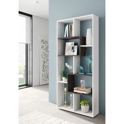 Double-position shelf in glossy white and rust, 80 x 25 x 180 cm