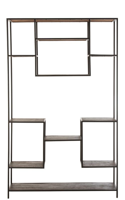 FIEN Shelf in Mango Wood and Dark Brown/Black Iron, 119.5x30x195.5 cm