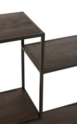 FIEN Shelf in Mango Wood and Dark Brown/Black Iron, 119.5x30x195.5 cm