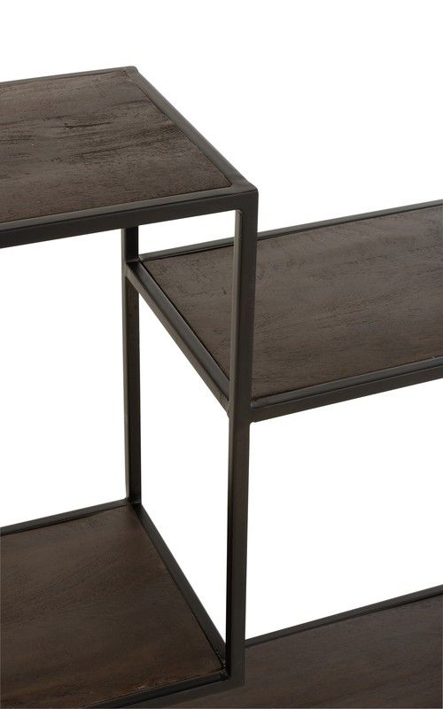 FIEN Shelf in Mango Wood and Dark Brown/Black Iron, 119.5x30x195.5 cm