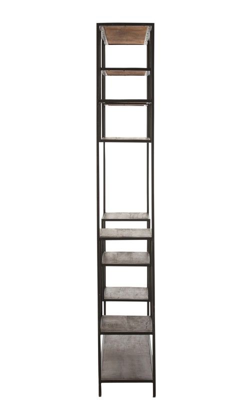 FIEN Shelf in Mango Wood and Dark Brown/Black Iron, 119.5x30x195.5 cm