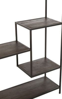 FIEN Shelf in Mango Wood and Dark Brown/Black Iron, 119.5x30x195.5 cm