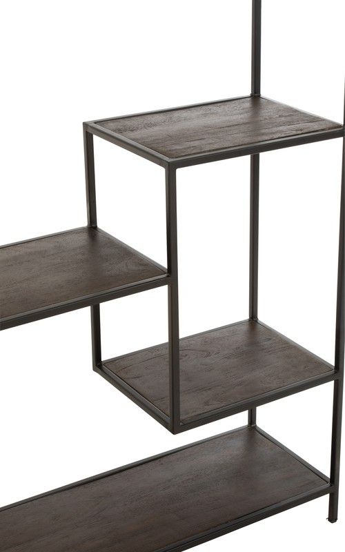 FIEN Shelf in Mango Wood and Dark Brown/Black Iron, 119.5x30x195.5 cm