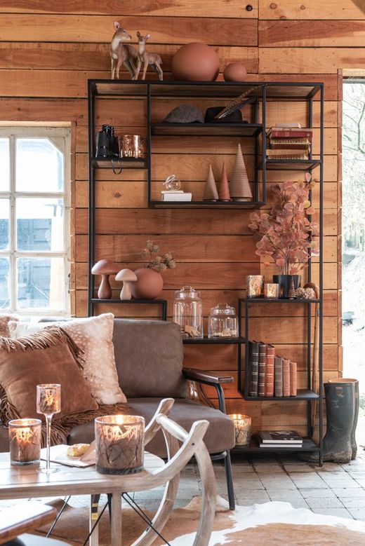 FIEN Shelf in Mango Wood and Dark Brown/Black Iron, 119.5x30x195.5 cm