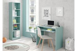 Aquamarine wooden shelf, 52x25x180 cm | I-JOY