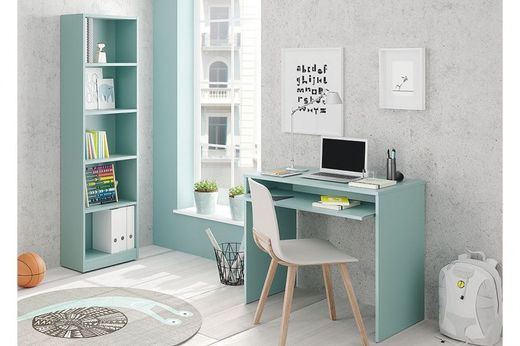 Aquamarine wooden shelf, 52x25x180 cm | I-JOY