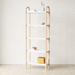 Λευκό και φυσικό ξύλινο ράφι L, 61 x 26 x 170 cm | Bellwood