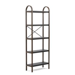 Mensola in legno L in nero e noce, 61 x 26 x 170 cm | Bellwood