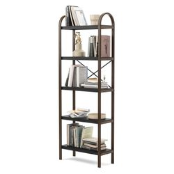 Mensola in legno L in nero e noce, 61 x 26 x 170 cm | Bellwood