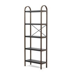 Mensola in legno L in nero e noce, 61 x 26 x 170 cm | Bellwood