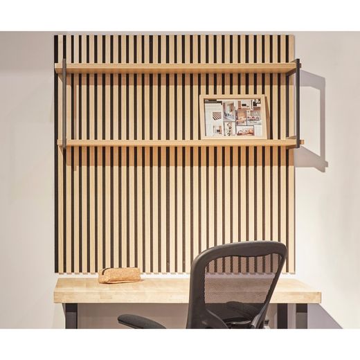Lot de 2 panneaux acoustiques en naturel clair, hauteur 120 cm et 1 étagère L | son acoustique