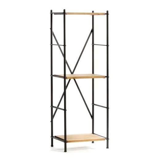 Étagère modulable bois et métal naturel/noir, 58x39x150 cm