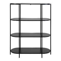 Oval trä- och stålhylla i svart, 85 x 36 x 111 cm | Liv