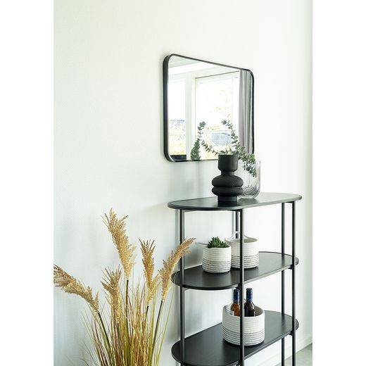 Oval trä- och stålhylla i svart, 85 x 36 x 111 cm | Liv