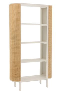 Complete ronde woonkamer in wit hout en natuurlijk rotan | molly