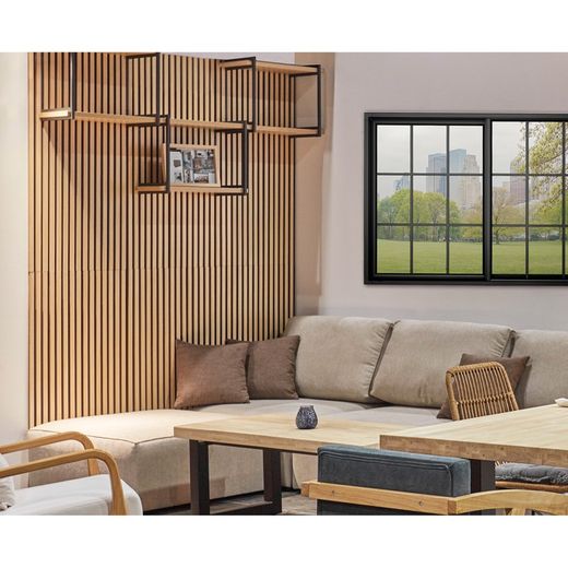 Lot de 2 panneaux acoustiques en naturel clair de 120 cm de haut et 2 étagères | son acoustique