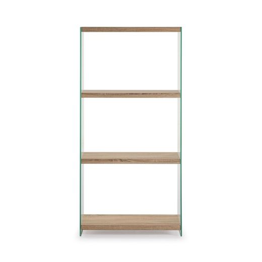 Estantería de Madera y Cristal Sidney 76x30x165 cm 4 Baldas
